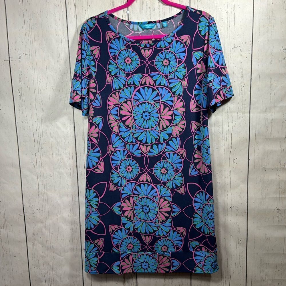 Tori Richard Honolulu Geometric Floral Dress Resortwear Hawaiian Vacation Beach